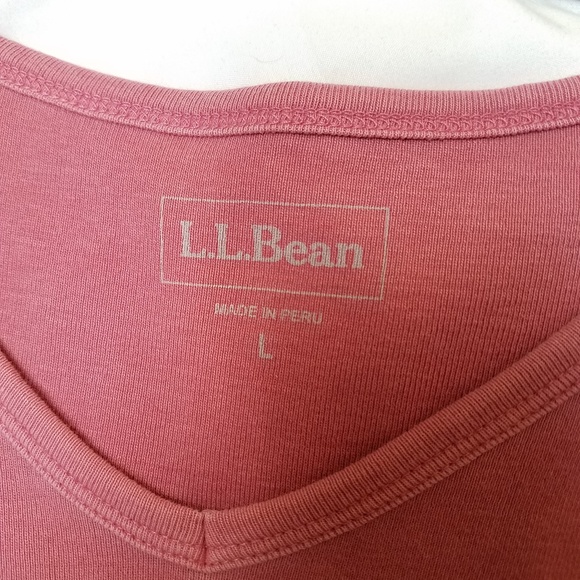 SALE | L.L. Bean Salmon Pink 3/4 Sleeve Cotton Top - Picture 3 of 4